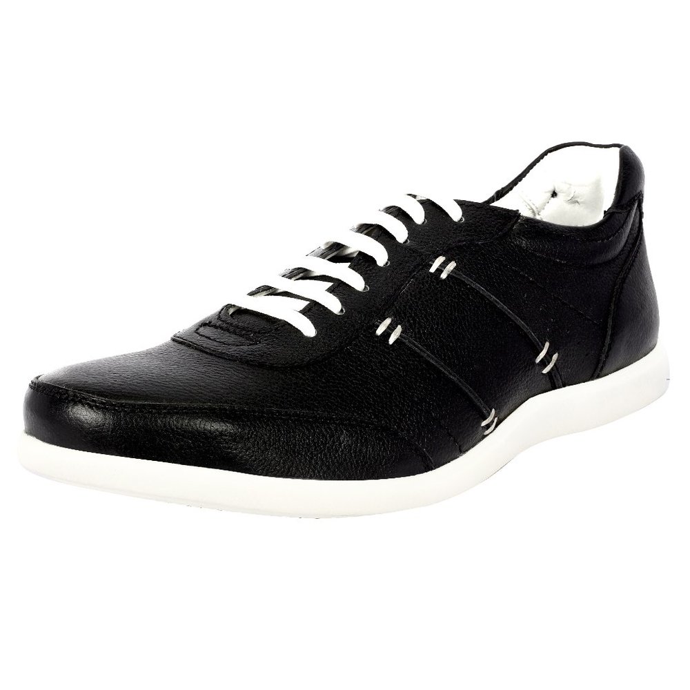 LIBERTYZENO Men's Black LEATHER CASUAL SNEAKER CASUALS